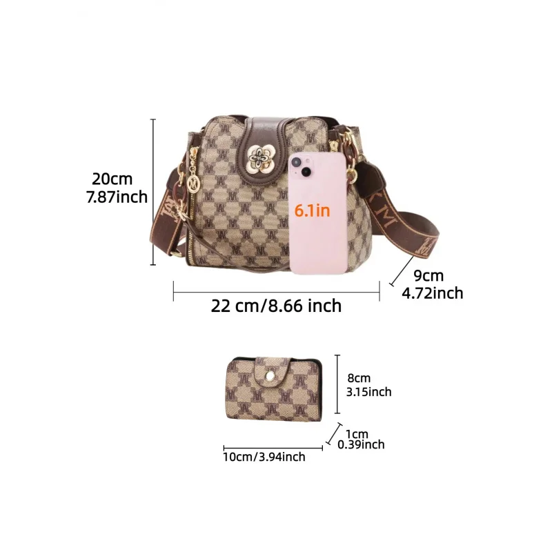 vintage letter printed shoulder bag, fashionable and versatile crossbody bag, suitable for work and daily use view 2