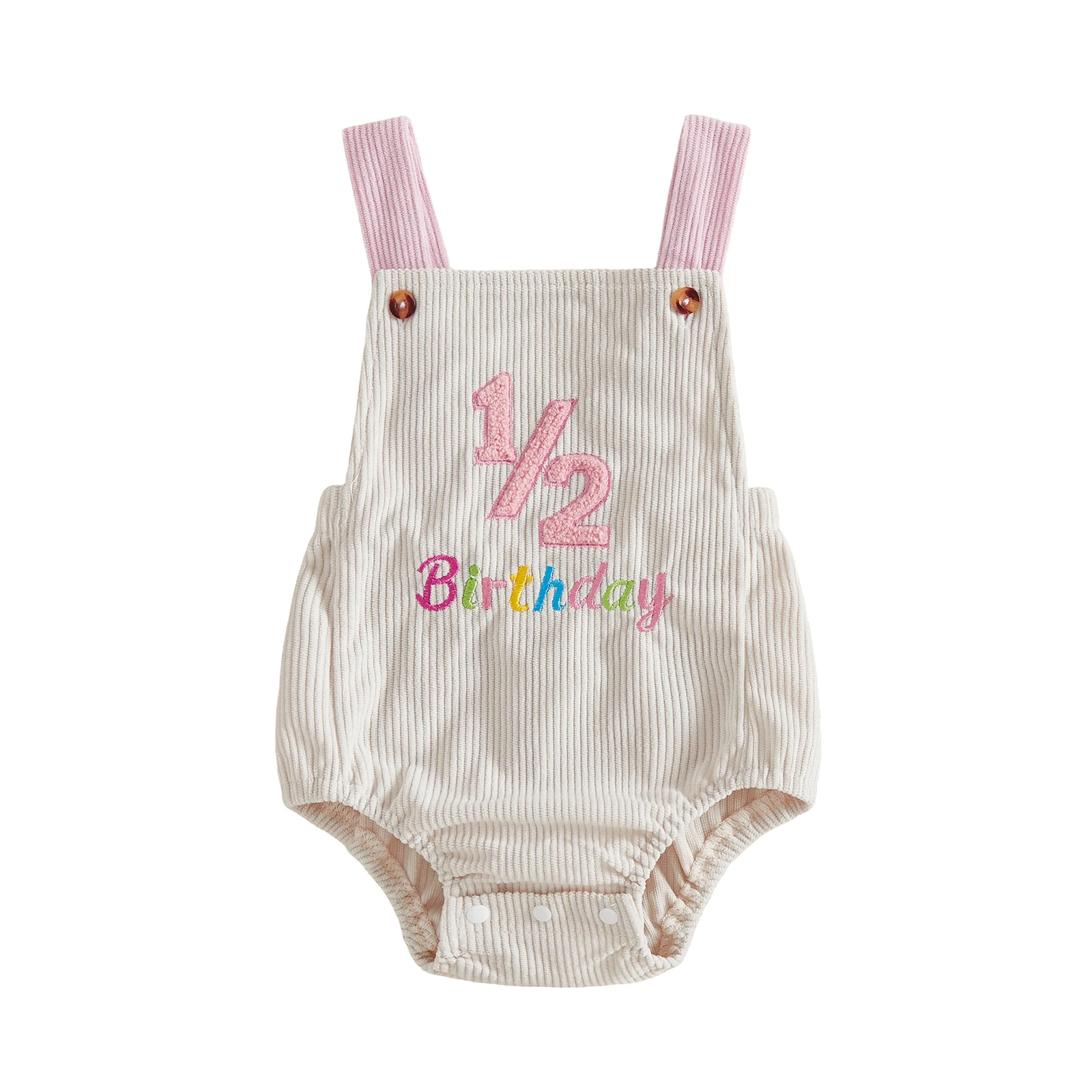 Baby Girls Birthday Romper Letter Embroidery Sleeveless Backless Overalls