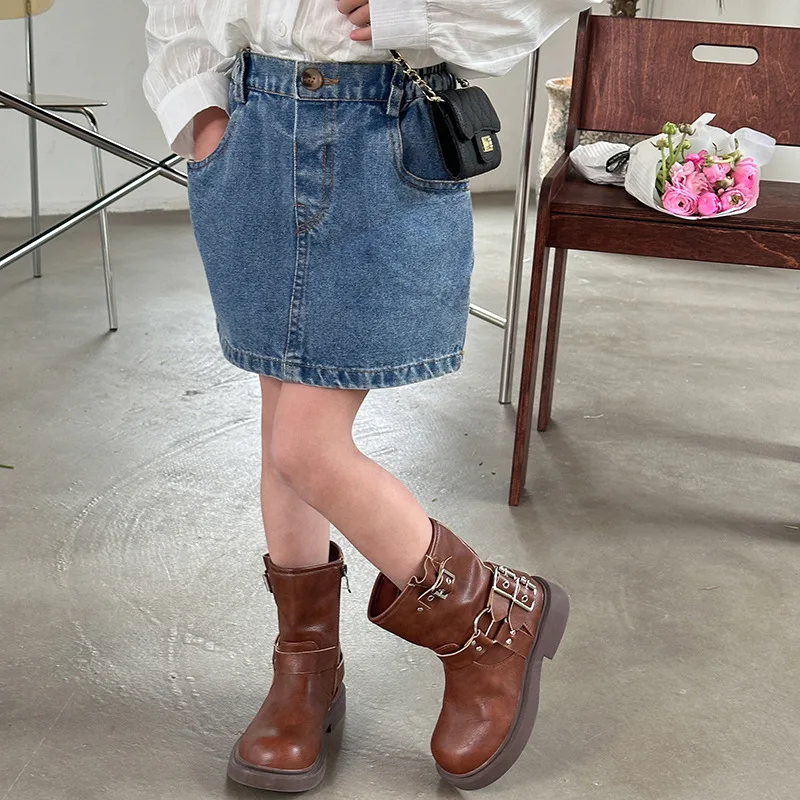 HoneyCherry New Girls' Casual Denim Bustier Skirt Sub Girls' Chic Package Hip Cowboy Short Skirt Girls Skirts