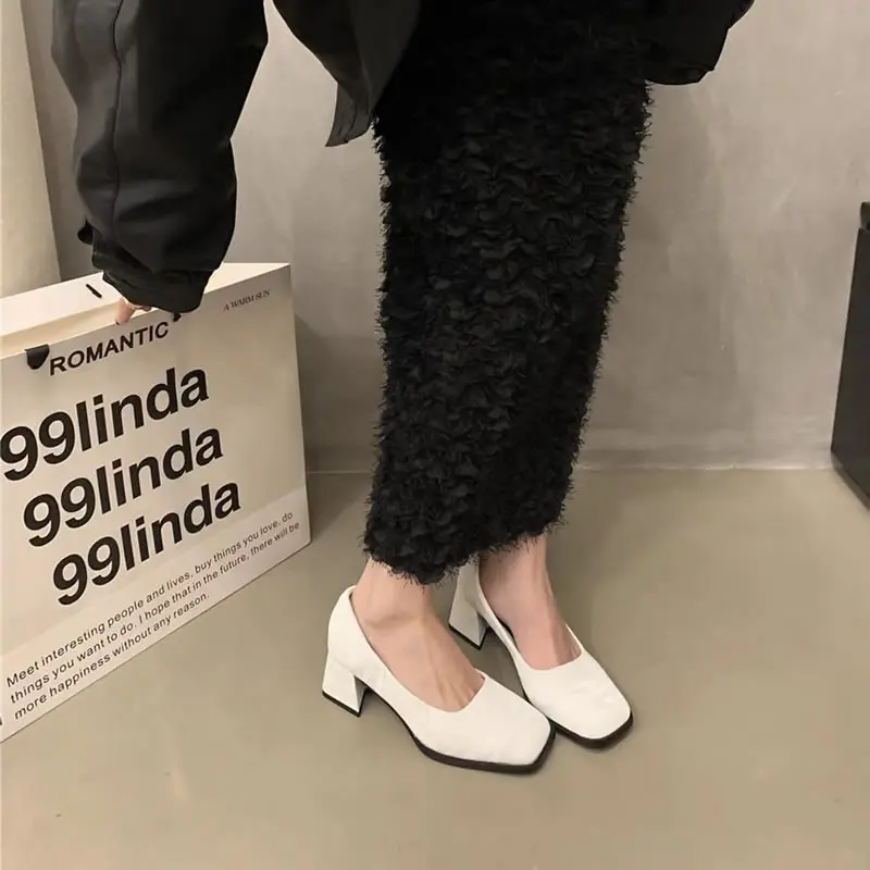 2024 New Shoes Woman High Heels Party Wedding Shoes Square Toe Spring Summer Ladies Shoes Size 35-39 Women Fashion Casual Pumps