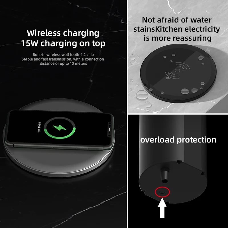 Imagem -03 - Herepow Tomada Pop up Automática Eua Reino Unido au cn Adaptador de Plugue Padrão Universal Usb Tipo-c Porta de Carga sem Fio Eletrodoméstico Ip55