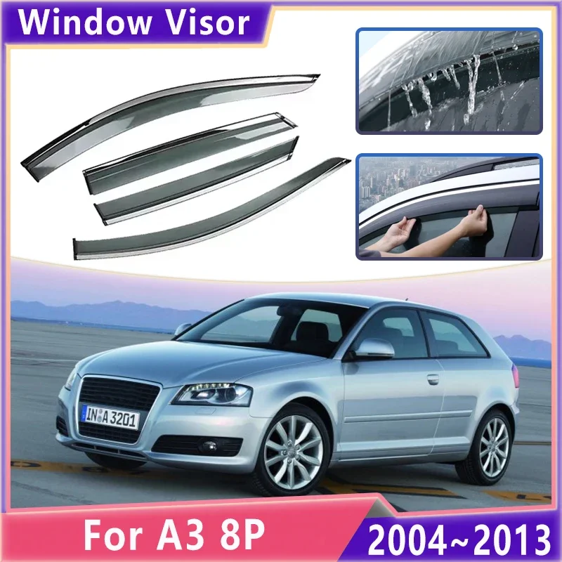 

Car Window Sun Rain Visor For Audi A3 8P Accessories Sportback 2004~2013 2005 2006 Deflector Cover Sunshield Awning Rain Eyebrow