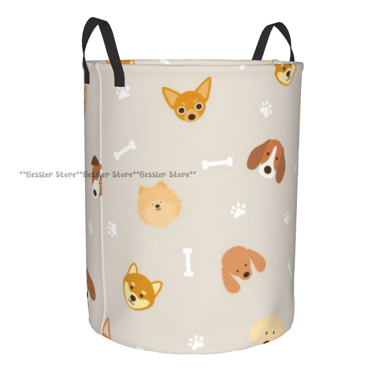 Dog Breeds Head Pattern Laundry Basket Folding Dirty Clothes Toys Storage Bucket Household