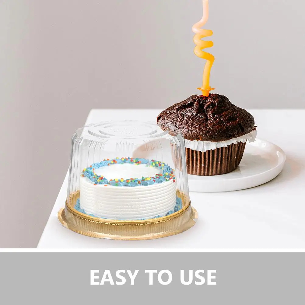 50 Pcs Cake Boxes Transparent Containers Dome Lid Plastic Party Favor for Slices Treats Packaging Gifts Disposable Kitchen