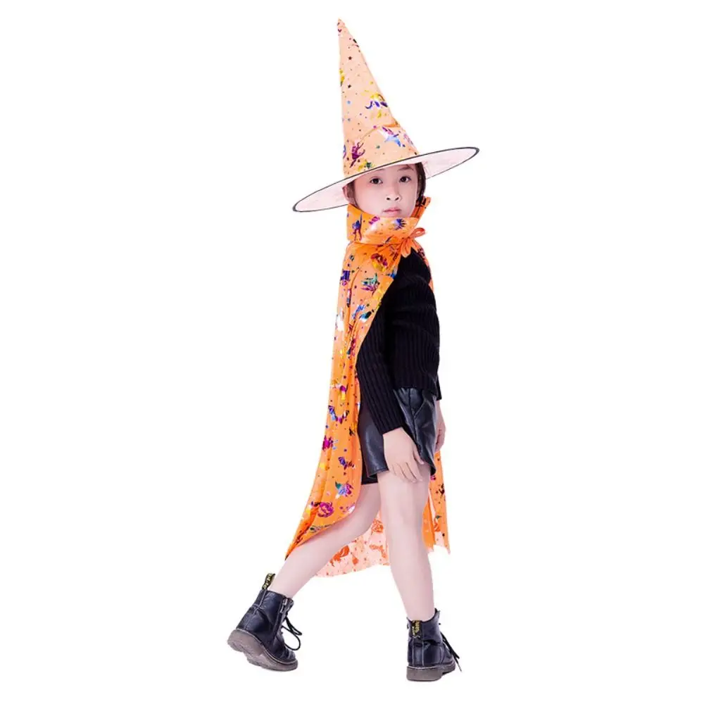 Funny Star Witch Cloak Cape with Hat Multicolor Sequin Halloween Clothing Cloak Sets Cosplay Costumes Witch Cloak Cape Robe Boys