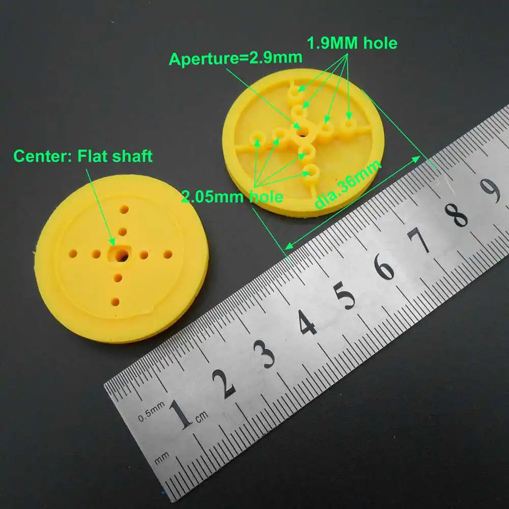 20Pcs/Lot DIY 36MM Pulley Plastic Gears Toy Wheels Concave Dia.36mm TH=4mm Bore Hole Aperture 3MM 2.9MM 3A 363A2AB Tight Yellow