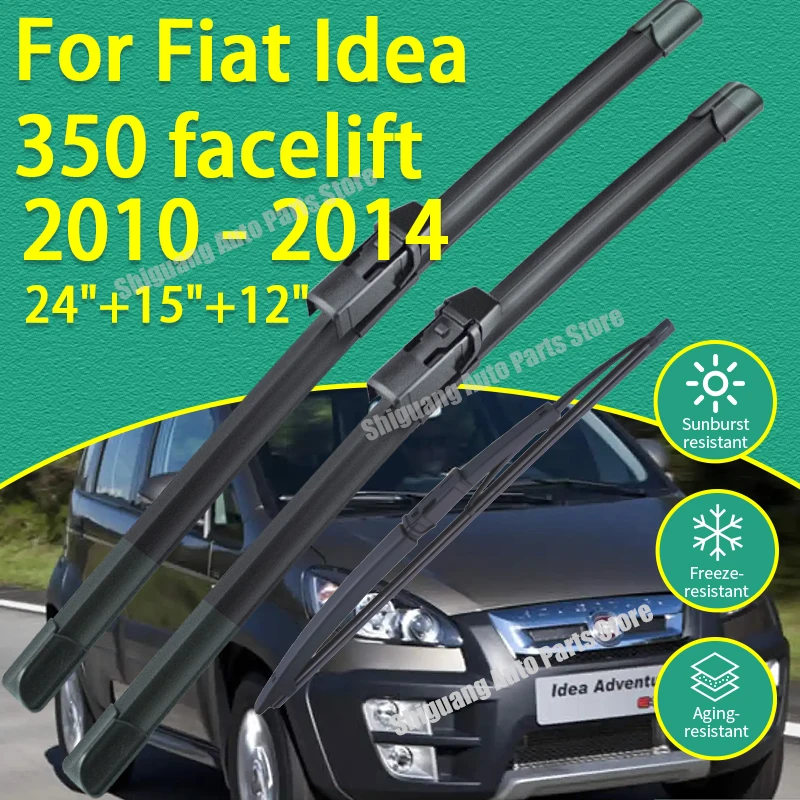 Limpadores de Para-brisa Dianteiros e Traseiros com Revestimento de Silicone para Fiat Idea 350 facelift 2010 - 2014 Acessórios para Limpadores de Para-brisa