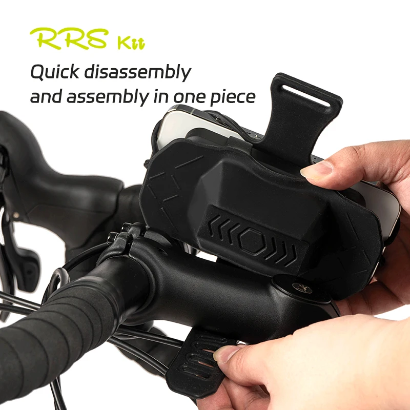 RRSKIT Bicycle All-in-one Stand For Recharqeable Cell Phone Silicone Anti Slip Integrated Quick Installation Phone Holder