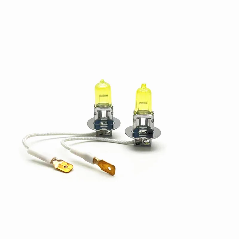 2 Pcs H3 12V 55W Yellow Lights 3000k Car Headlight Auto Fog Lamps Halogen Bulbs