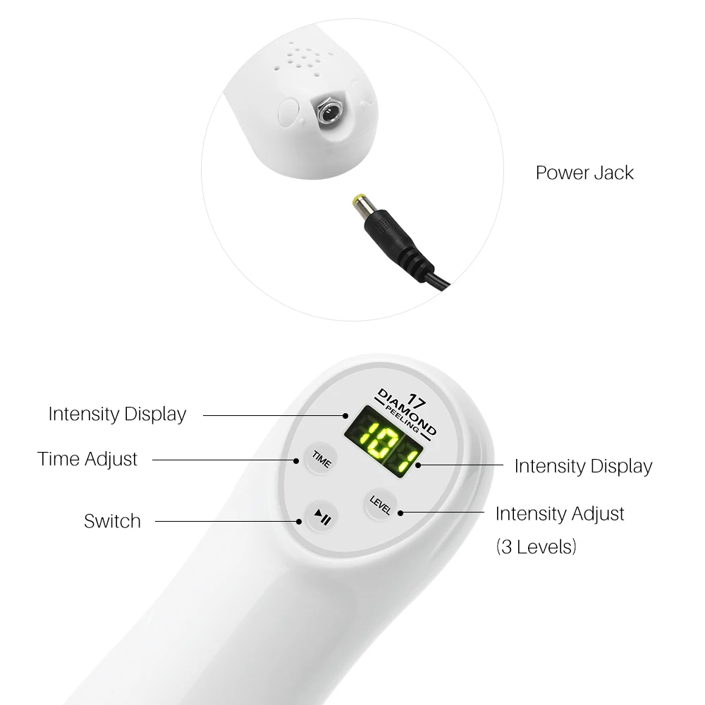 Digital Microdermabrasion Diamond Dermabrasion Pen Vacuum Massage Skin Peeling Acne Treatment Blackhead Removal Cleanser Tool