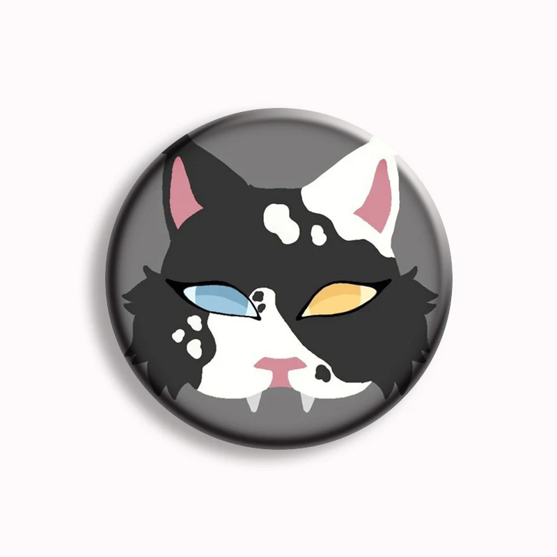 Theta-Delta Therian Sign Fox Cat Cartoon Button Pin I Like Therian Heart Brooch Badge Kawaii Bag Decor Accessories Friends Gifts