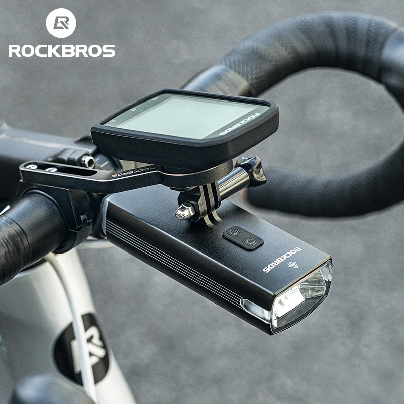 ROCKBROS lampu depan sepeda 3000LM, lampu depan sepeda 10000mAh kecerahan tinggi tipe-c, lampu sepeda jalan MTB