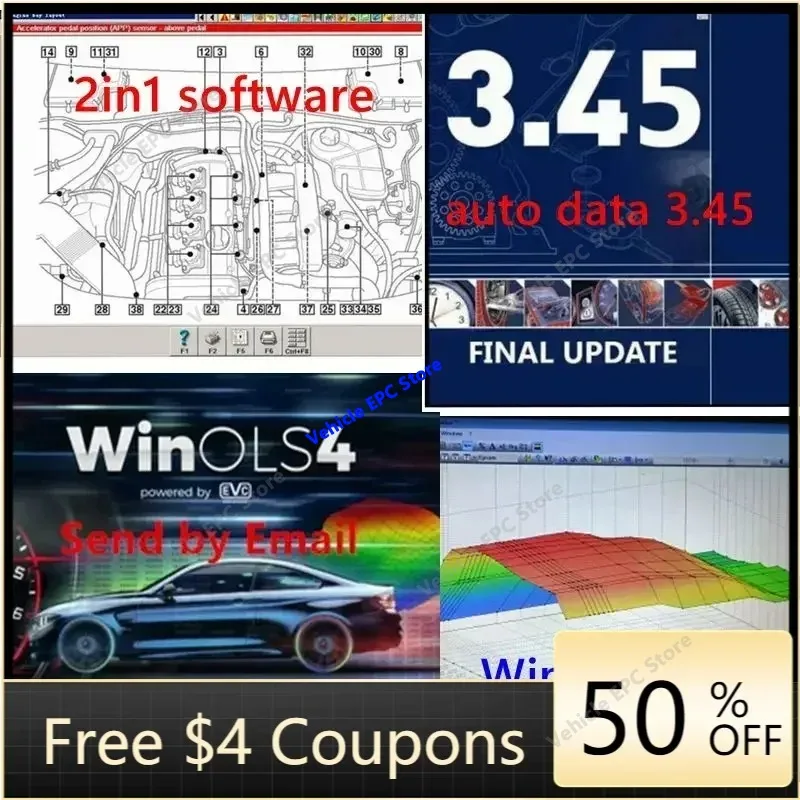 Hot  Auto.data3.45 Auto Repair Tool Data Winols 4.26 with 66 Plugins+Ecu Software Programs+Damos 2020 Data+Installation Video