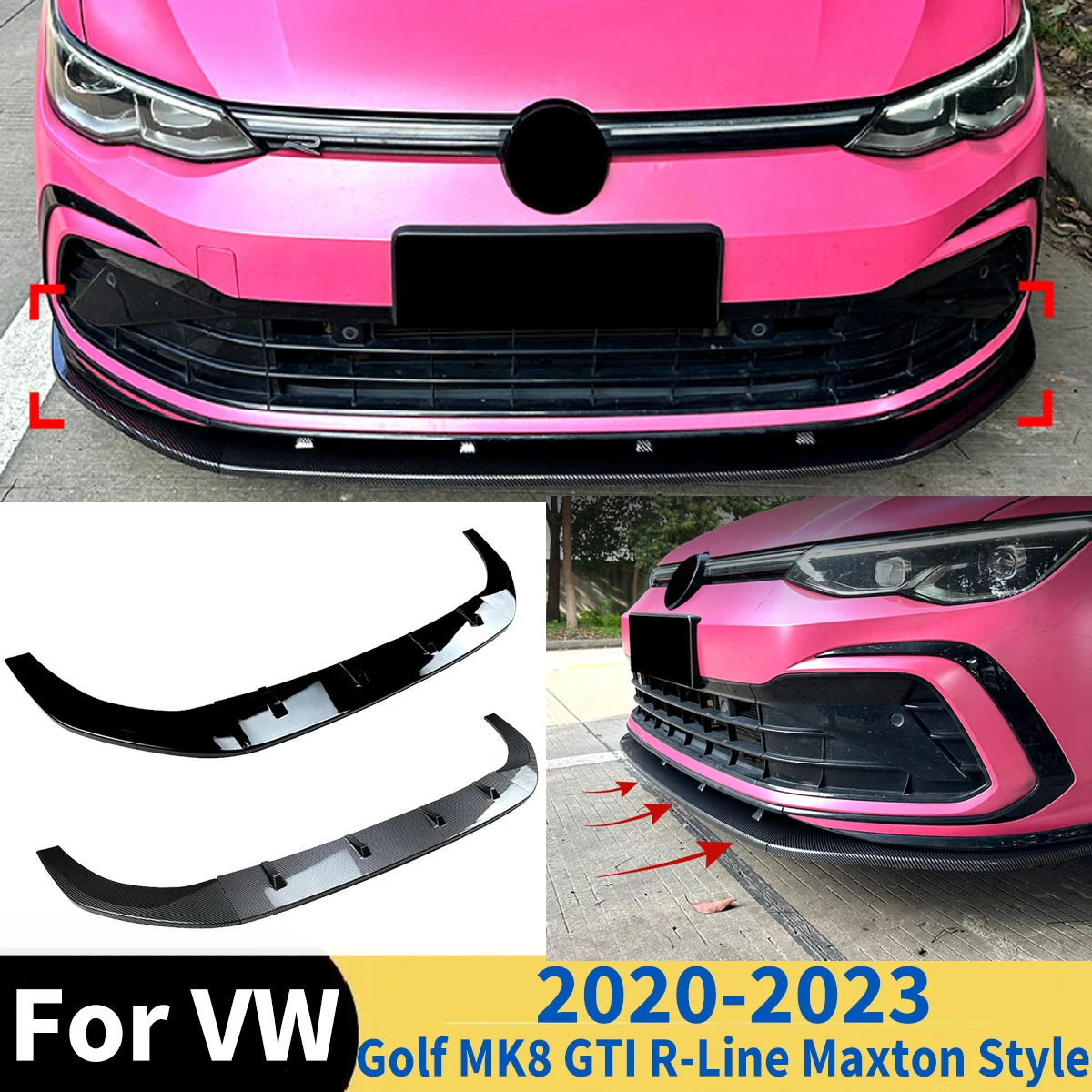 

Front Bumper Splitter Spoiler Lip Diffuser For VolksWagen Golf 8 MK8 GTI R-Line Maxton Style 2020 2021 2022 2023 Trim Body Kit