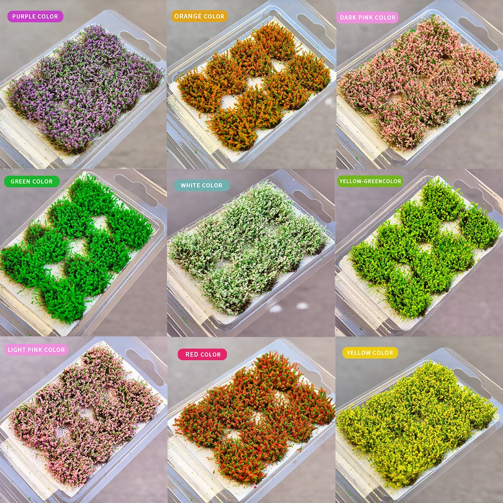 Simulation realistic Miniature Model Flower Cluster Vegetation Grass Tufts Static Scenery Model DIY Miniature for Train