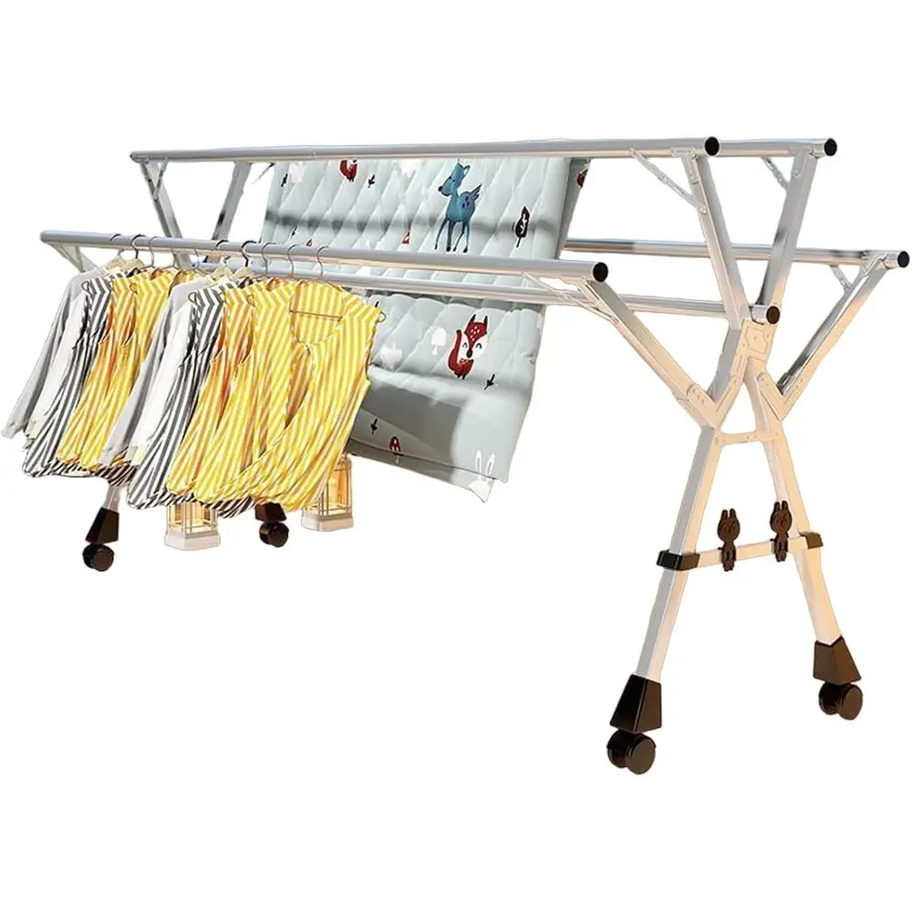 

Stainless Steel Indoor/Outdoor Expandable Clothes Drying Rack with Folding Rods