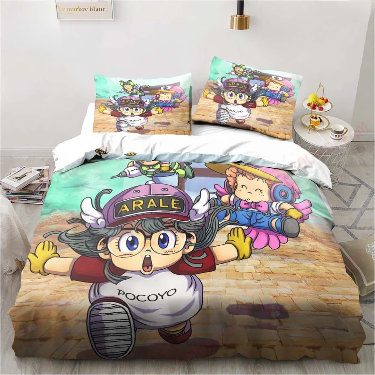 

Комплект постельного белья DR S-Slump Arale из 2/3 предметов, с 3D рисунком из мультфильма, простыня, двуспальный комплект постельного белья для детей, пододеяльник из микрофибры или полиэстера