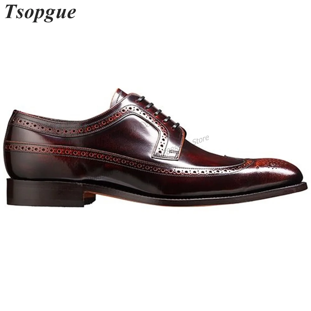 Western Style Cross-Tied Red Carve Leather Men's Pumps Men Dress Shoes Slip-On Runway Casual Party Shoes 2023 Zapatillas Mujer