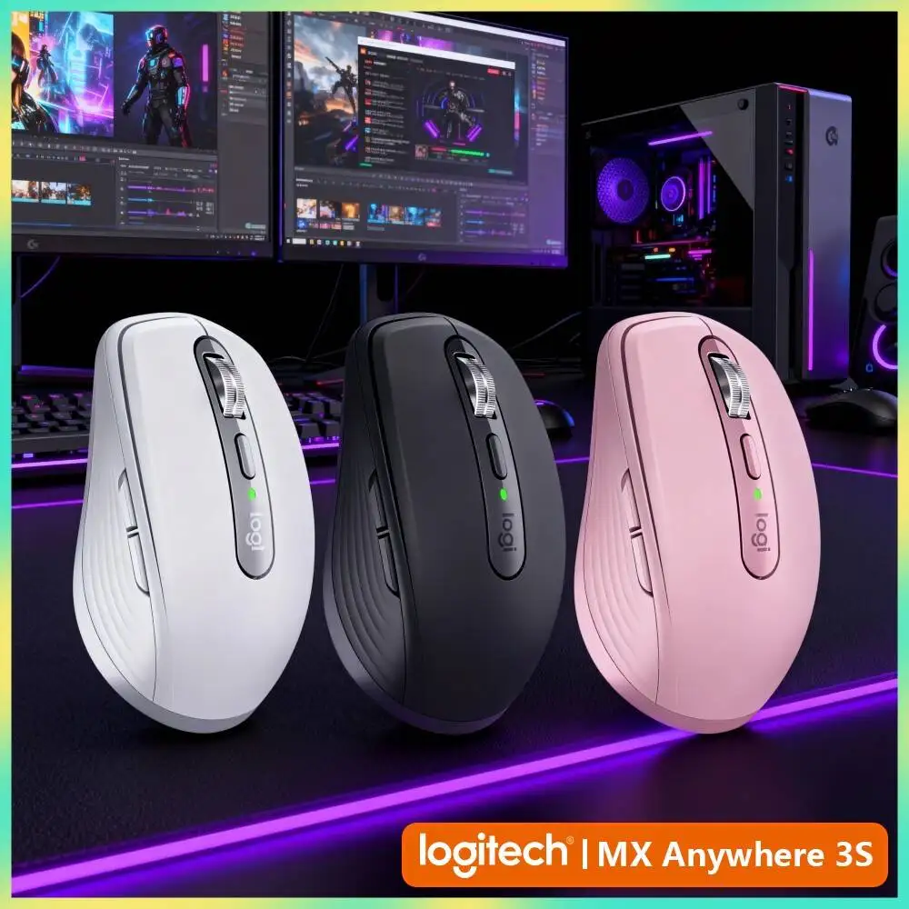Ergonomic Wireless MX Anywhere 3S - 8K DPI, MagSpeed Wheel, Anti-Slip, Great for Camera Shop & Equipment Matching