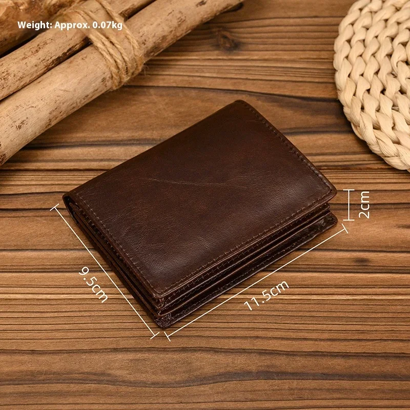 Genuine Leather RFID Blocking Bifold Wallet for Men with Zipper Coin Pocket