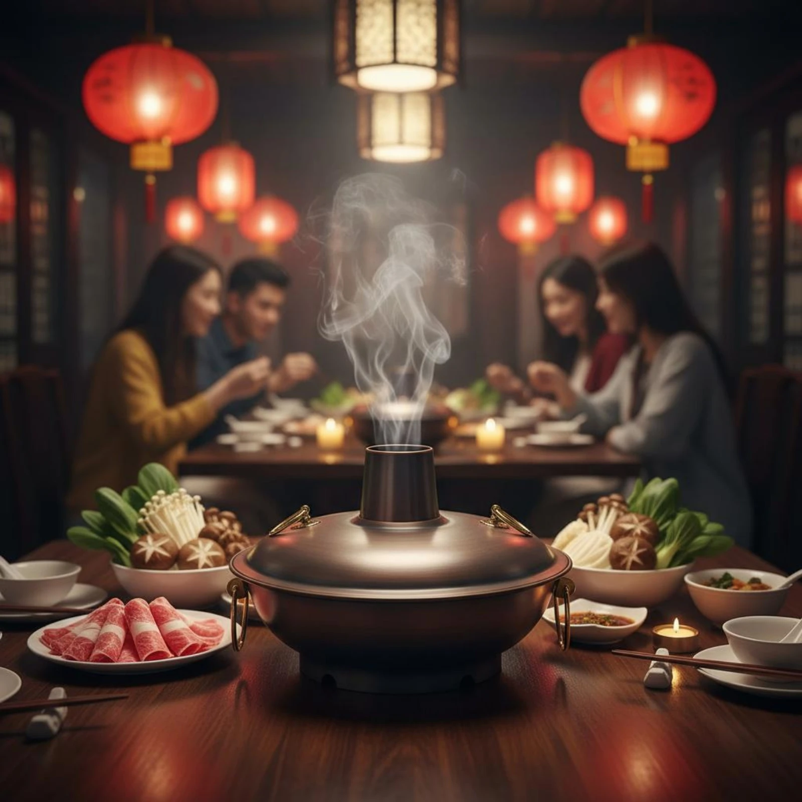 Yin Yang Hot Pot Stove Safe Copper Hot Pot Cookware Even Heating Rust Resistant for Restaurant