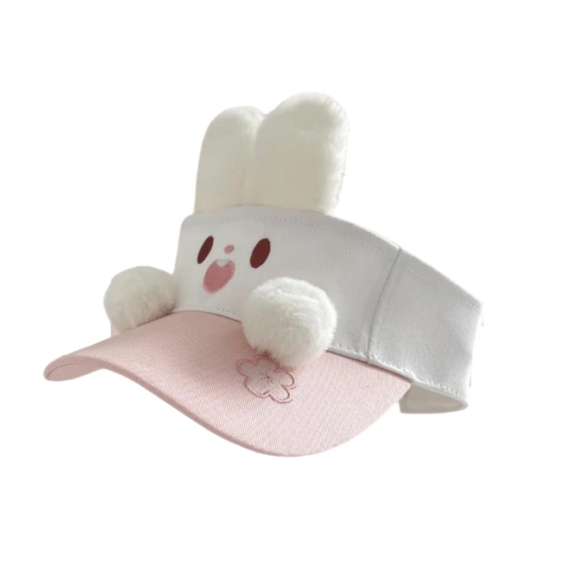 

Fun Ear Visors Hat Long Brim Sun Protective Hat Cartoon Rabbits Sunproof Beach Hat Dropship