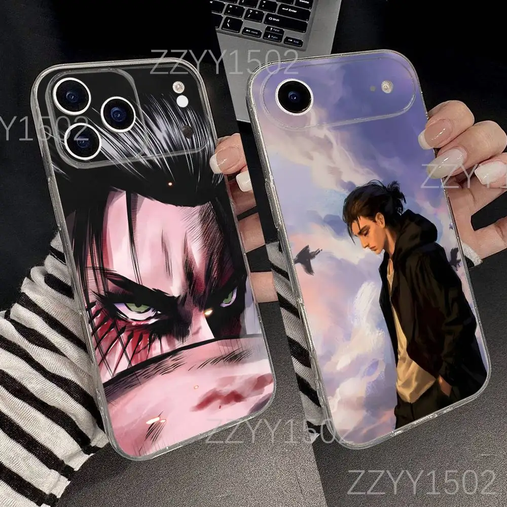 

A-Attack On Titan E-Eren Yeager Phone Case For iPhone 17,16,15,14,13,12,11 Pro,Max,Plus,X,XS,XR,SE4,E Mini Transparent Soft
