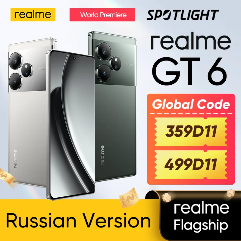 Russian Version realme GT 6 5G Smartphone Snapdragon 8s Gen 3 5500mAh 120W Battery 6.78 120Hz 6000nit Display NFC realme GT6