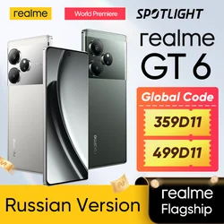 러시아 버전 Realme GT 6 5G 스마트폰, 스냅드래곤 8s Gen 3, 5500mAh, 120W 배터리 6.78, 120Hz, 6000nit 디스플레이, NFC Realme GT6