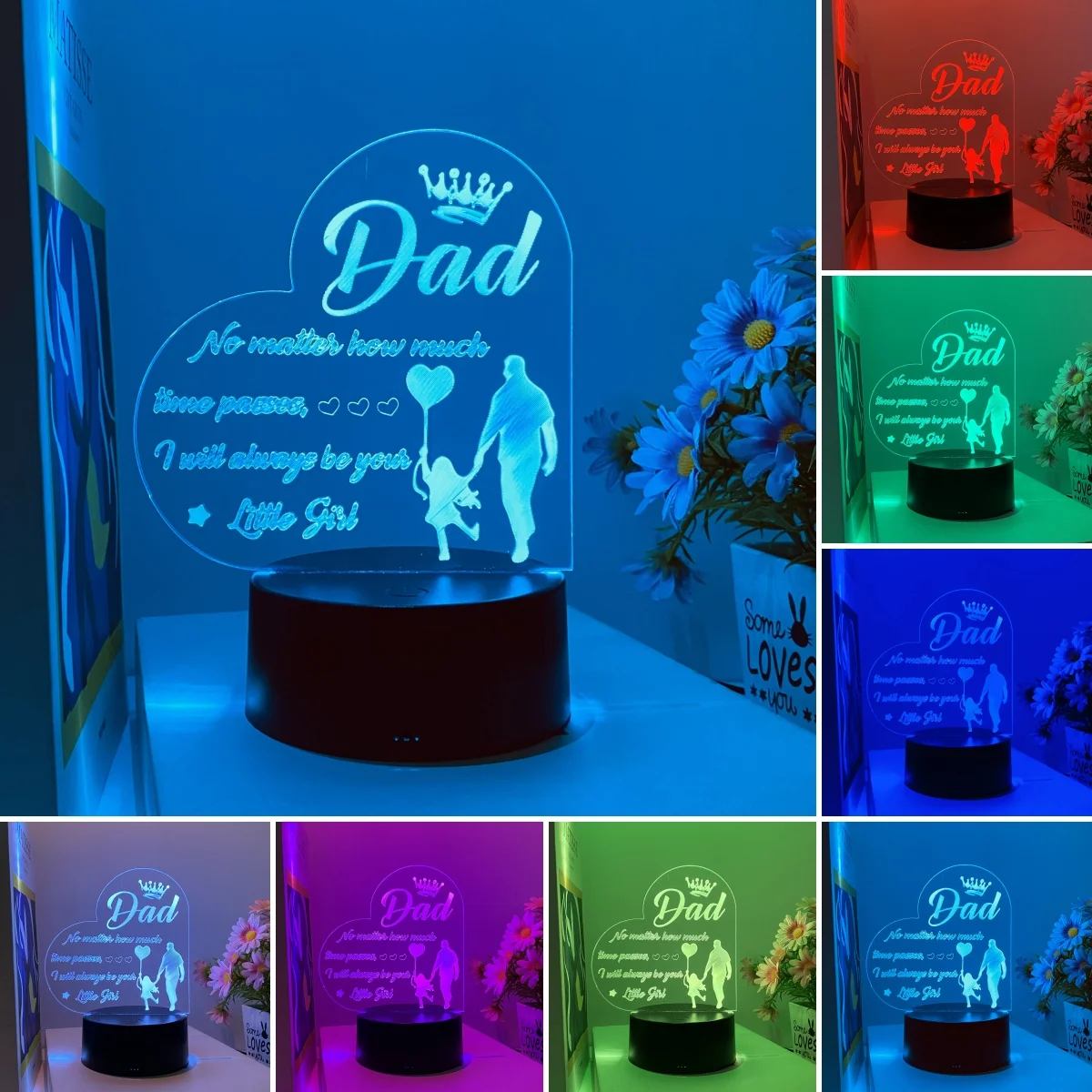 1 stks Vaderdag sfeer LED-nachtlampje, studeerkamer sfeer decoratie, USB-stekker, vakantiecadeau nachtlampje.