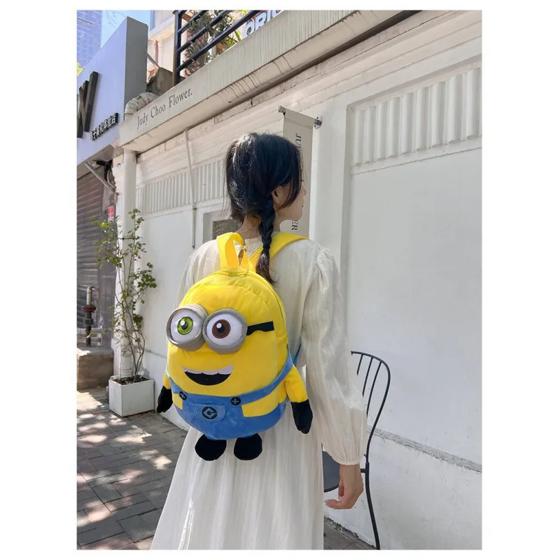 New Kawaii Cartoon Minion Cute Plush Toy School Bag Large Capacity Backpack Girl Birthday Gift Christmas Gift