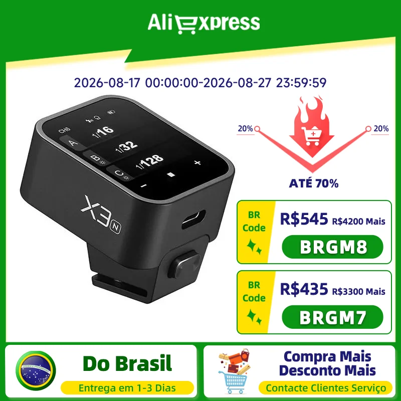 Godox Flash sem fio gatilho, OLED Touch Screen transmissor, carga rápida para Canon, Nikon, Sony, Fujifilm, X3, TTL, HSS, 2.4G