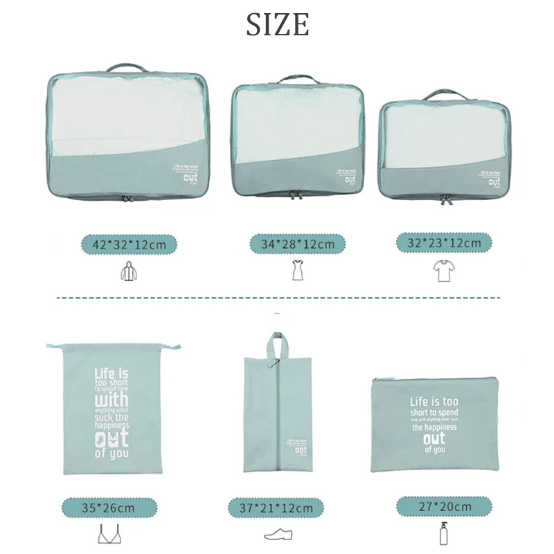 6pcs Travel Organizer Pouch Suitcase Washable Packing Cube High Quality Luggage Organizer Portable Clothes Pouch Bag Lightweight