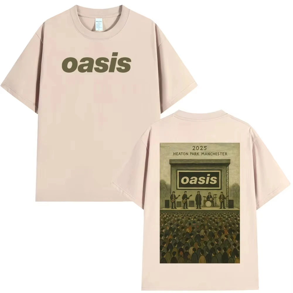 واحة في Heaton Park 2025 خمر الجرافيك تي شيرت الرجال امرأة عادية تي شيرتات قطن الهيب هوب قصيرة الأكمام عالية الجودة تي شيرت #6