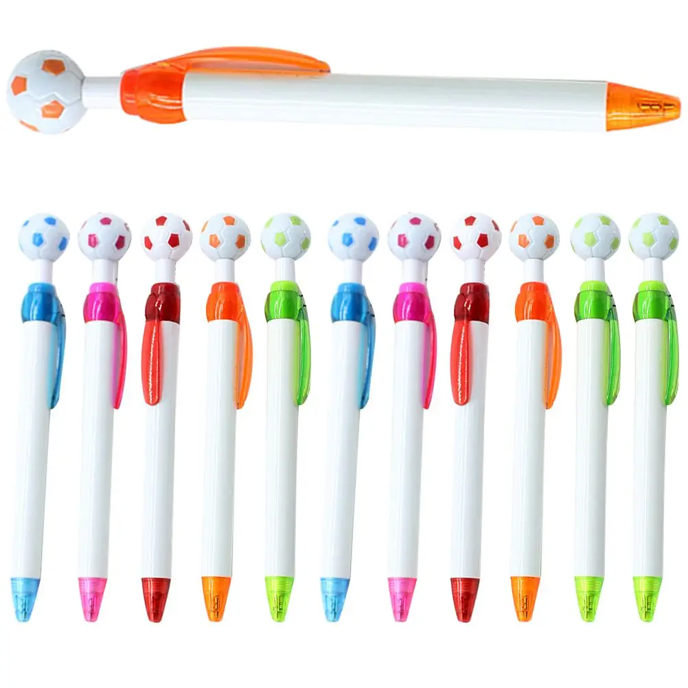 12pçs caneta esferográfica de futebol criativa, material abs, resistente, recarga substituível, novidade, caneta de futebol para atletas, fãs engraçados