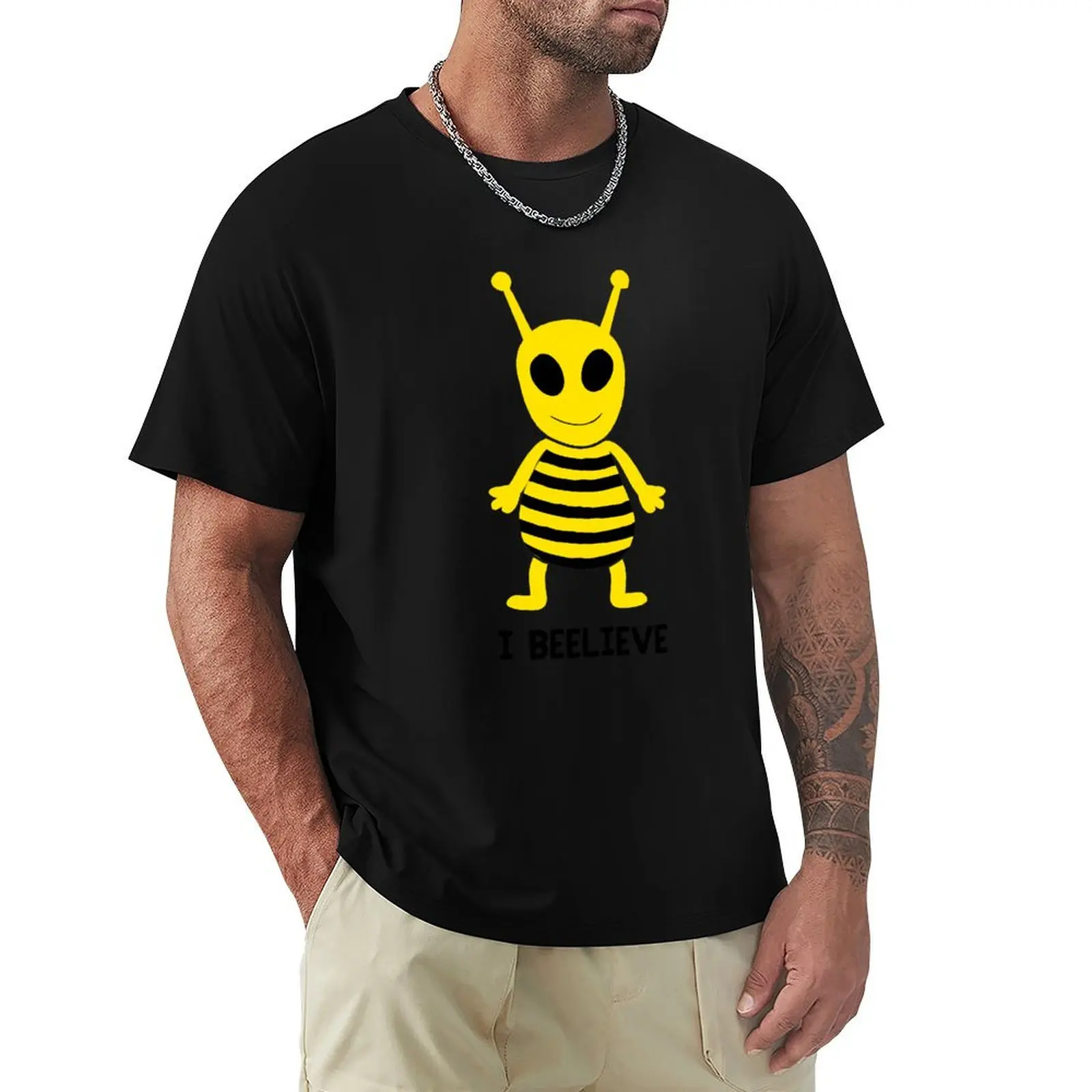 

I BEELIEVE Funny Space Alien Bee футболка летняя рубашка топпинг забавная футболка мужская дизайнерская одежда
