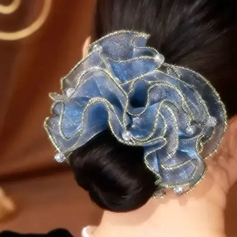 2024 Bandas para el cabello grandes de organza de color degradado gezзинкиля Вос Scrunchie Accesorios Para El Cabello Lazos para el cabello