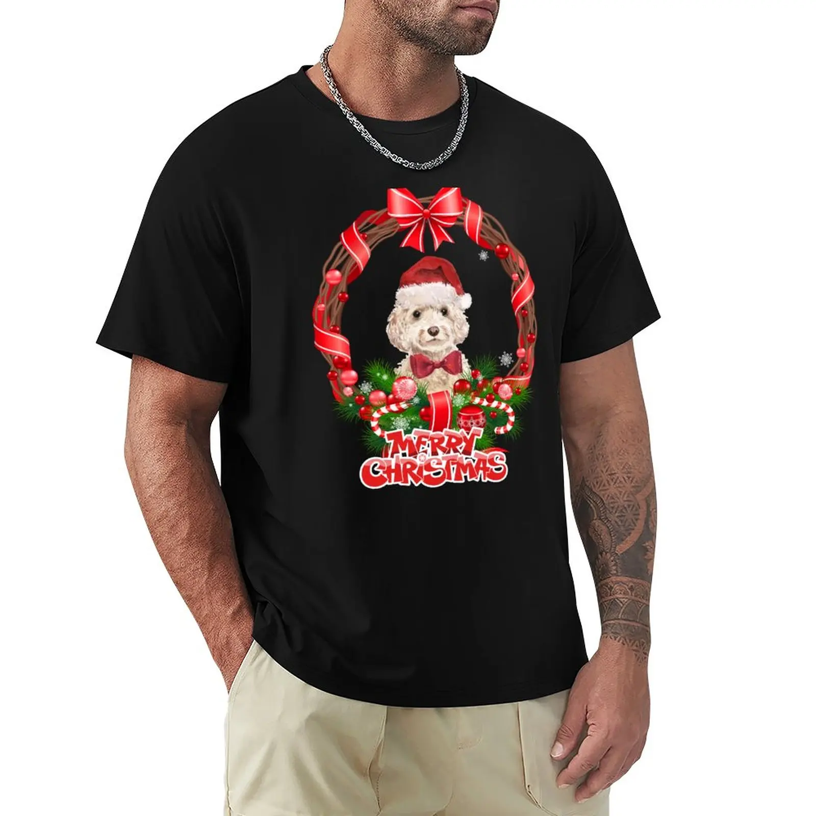 Funny Cockapoo christmas T-shirt, Also called No?l, Nativity, Xmas, Yule. T-Shirt summer clothes quick drying T-shirt men