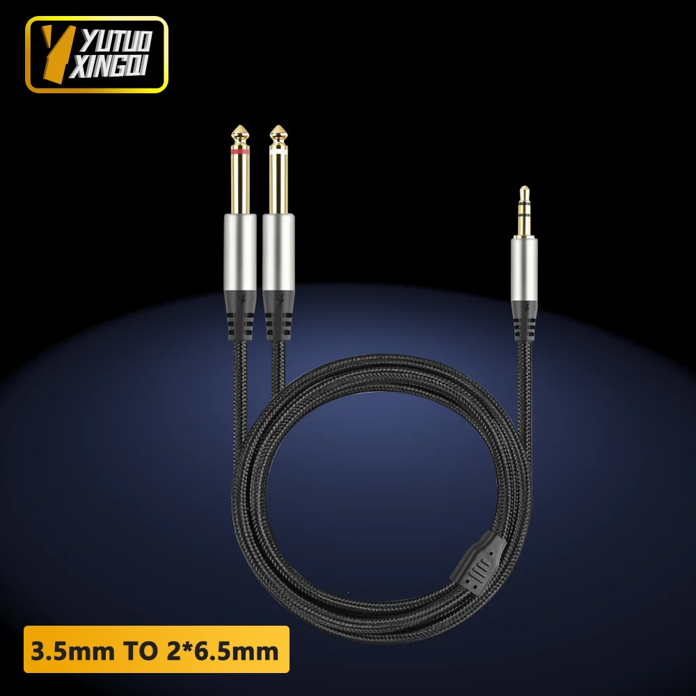 3.5mm To 2 6.5mm Audio Cables, 1 To 2 Large Core 6.35mm Mobile Electronic Organ Amplifier Sound Box Cables 1m 2m 3m