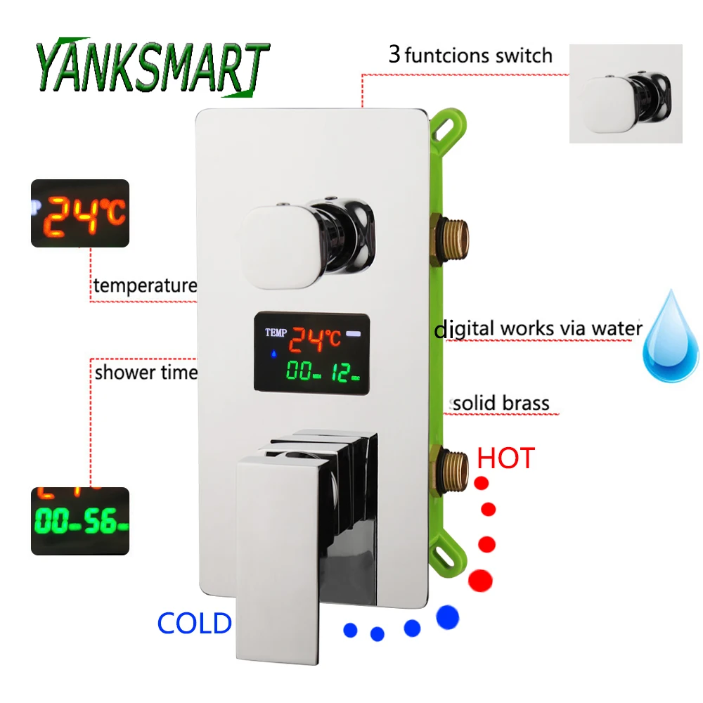 YANKSMART bagno digitale doccia miscelatore valvola di controllo Display a parete intelligente Pre-box docce rubinetto in ottone massiccio