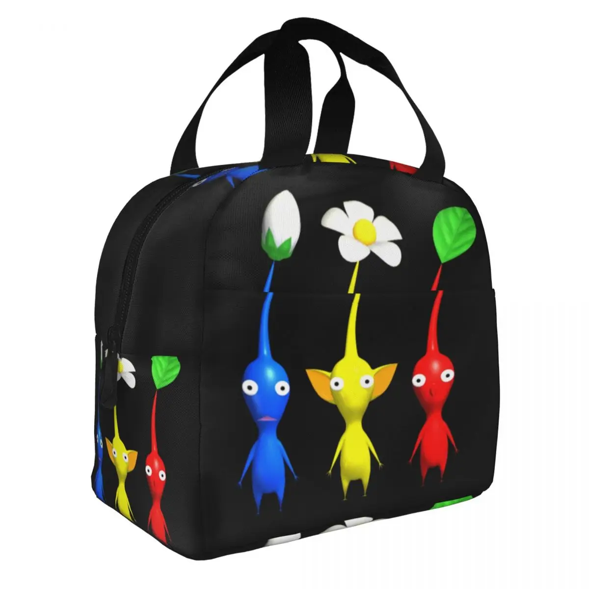 Cartoon Plant Creature Pikmin Portable Lunch Box Women Waterproof Animated Games Thermal Cooler Food Insulated Lunch Bag
