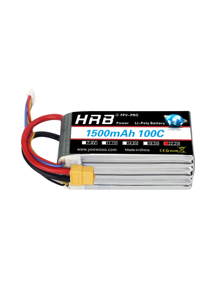 HRB 6S Lipo 22.2V 1500mAh Lipo Batterij 100C Met XT60 Connector voor UAU Vliegtuig RC Helicopter drones RC Auto Boot DIY Onderdelen