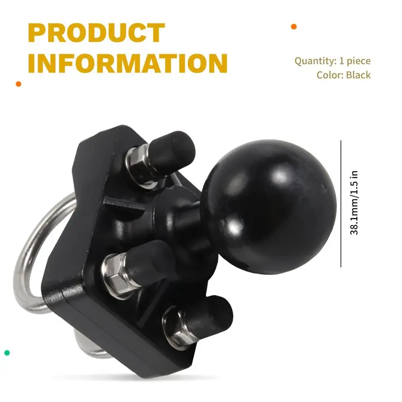 DT42-Double U-Bolt Motorcycle Bike Handlebar Rail Mount Base With 1.5 Inch Ball For Gopro Camera For Garmin For Sony