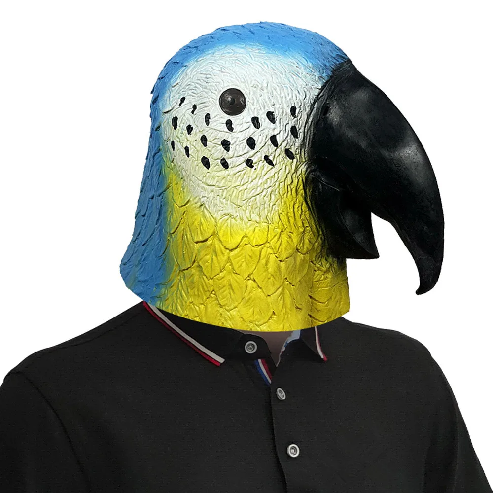 Papageienmaske aus Latex, Tierkopfmaske für Halloween, Cosplay, Kostümparty, Requisiten – Detail 1