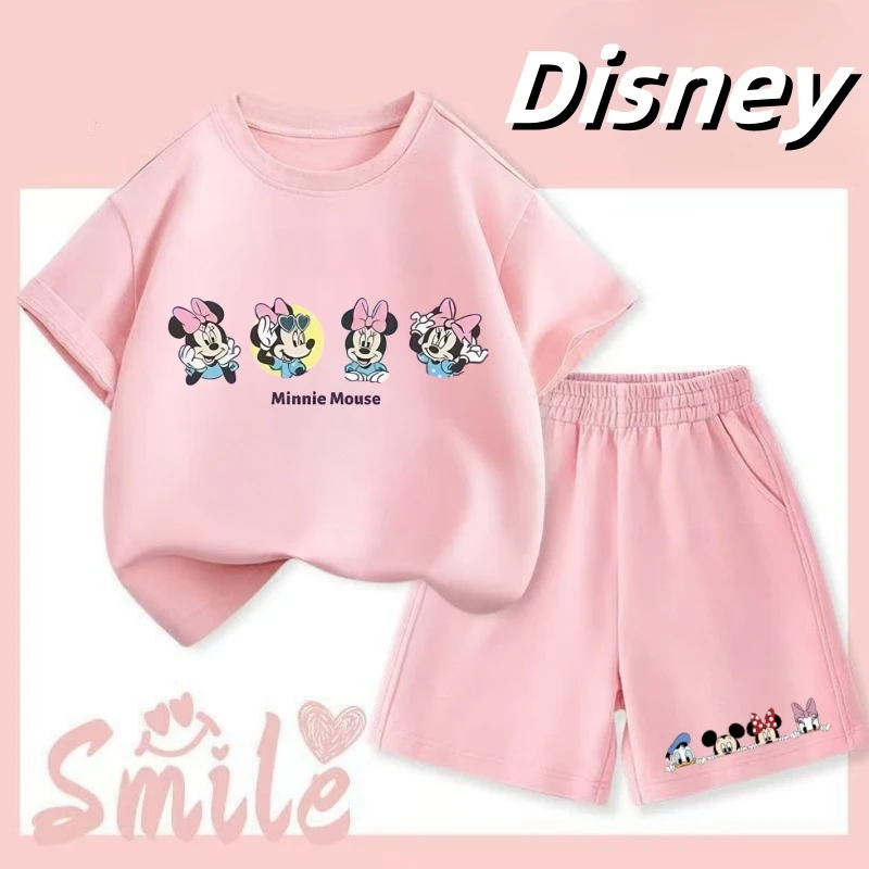 

Summer Baby Girl Clothes Set Kid Girls Disney Minnie Printed T-shirts and Shorts 2PCS Suit Children Cotton Short Sleeve Outfits