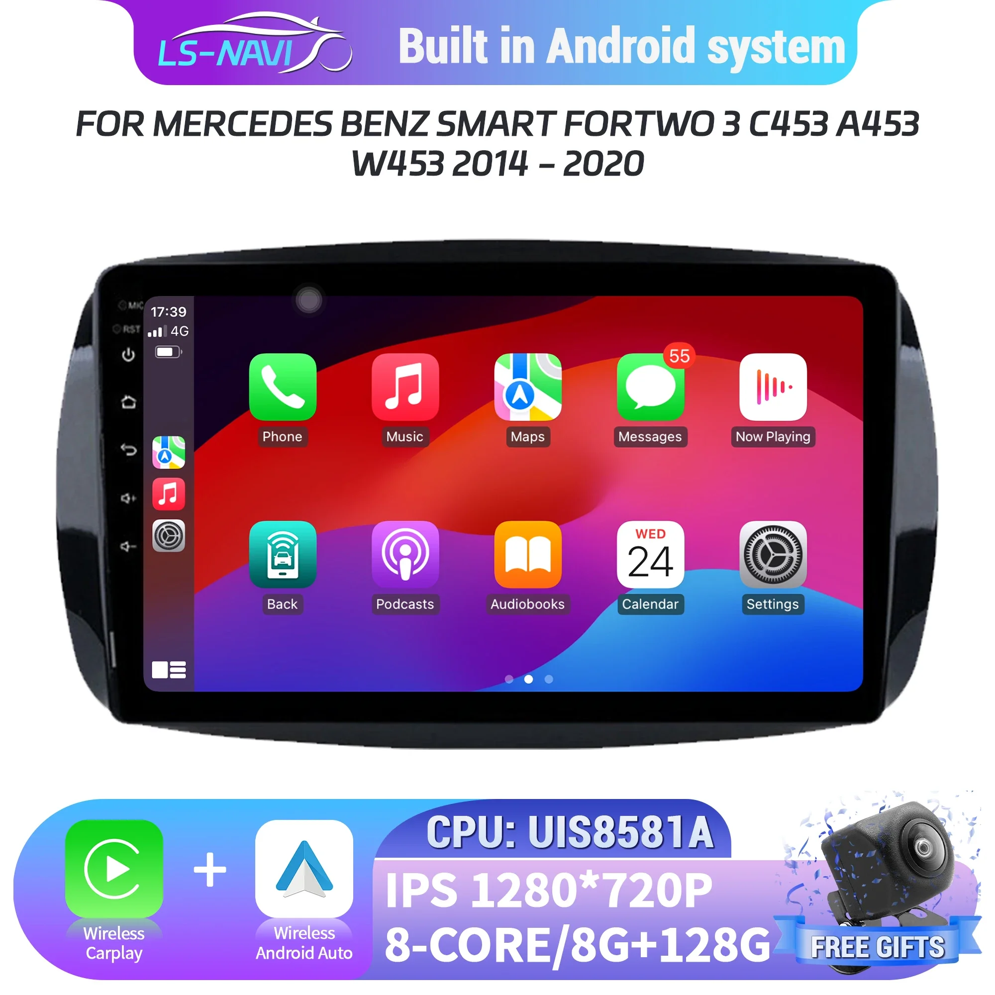 

Android Multimedia Navigation System For Mercedes Benz Smart Fortwo 3 C453 A453 W453 2014-2020 Car Radio Carplay Screen Stereo