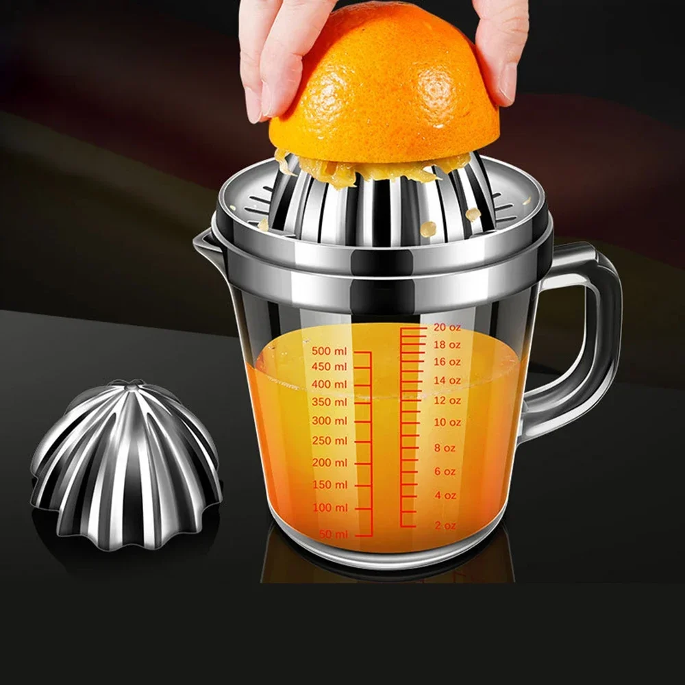 Stainless Steel Manual Citrus Juicer New Double Head Metal Lemon Juicer (With Double Scale Display) Fresh Fruit Tools Kitchen