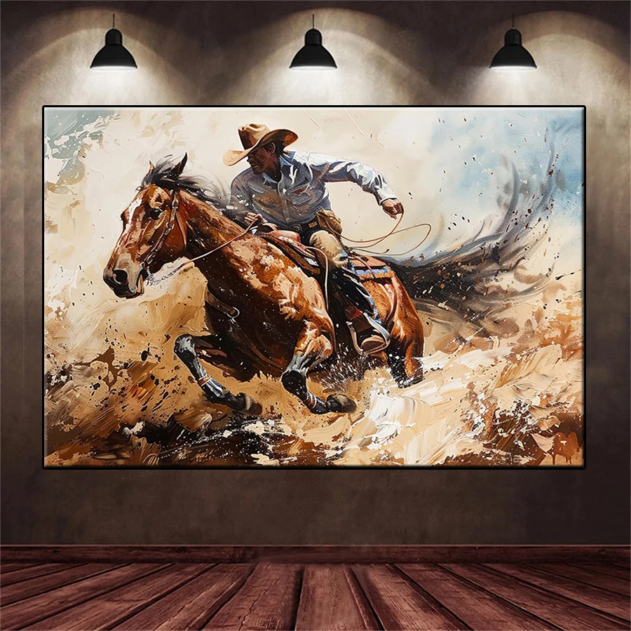 Diamond Embroidery Picture Kit New Western Cowboy Riding Horse Diamond Painting Full Drill Mosaic Cross Stitch Wall Art