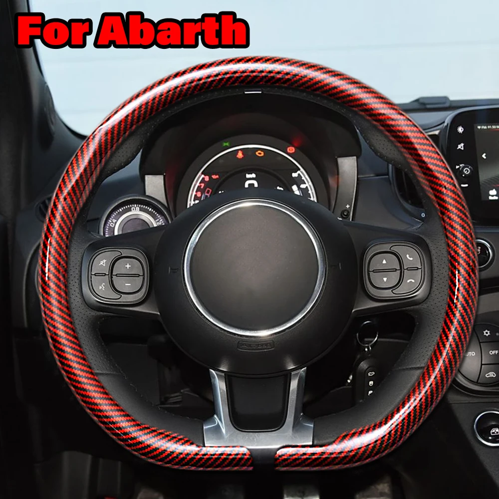 

For Abarth Carbon fiber Car steering wheel cover For Abarth 595 695 124 Spider 500e Competizione Esseesse Accessories Universal