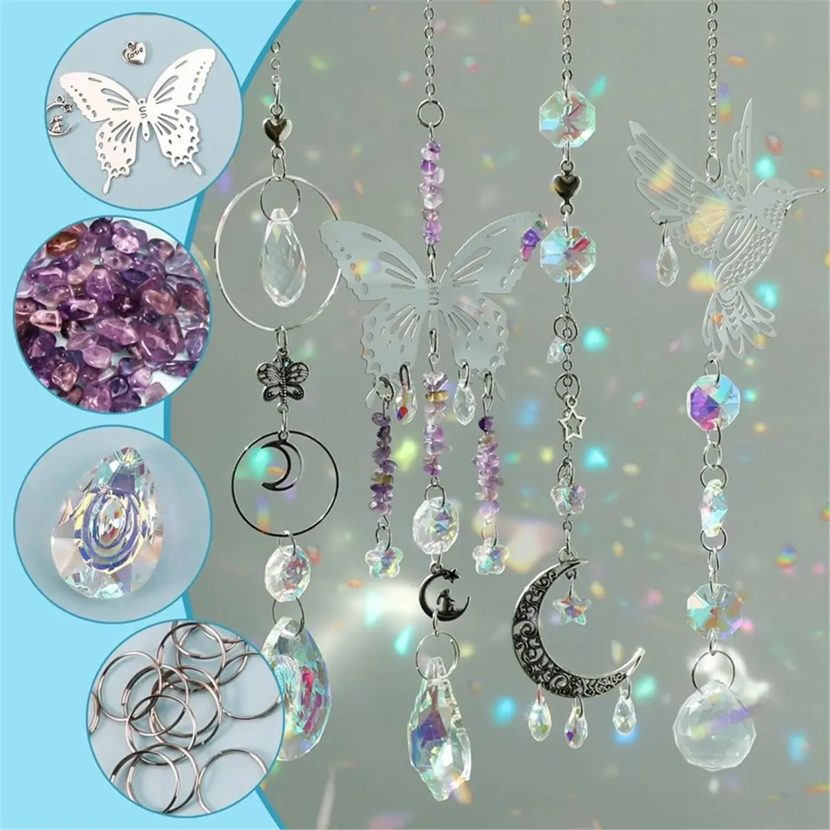 【MUST-HAVE LIST】 DIY Suncatchers, 400pcs Sun Catchers Making Supplies Kit Art and Crafts for Adults Hanging Prism Sun Catcher